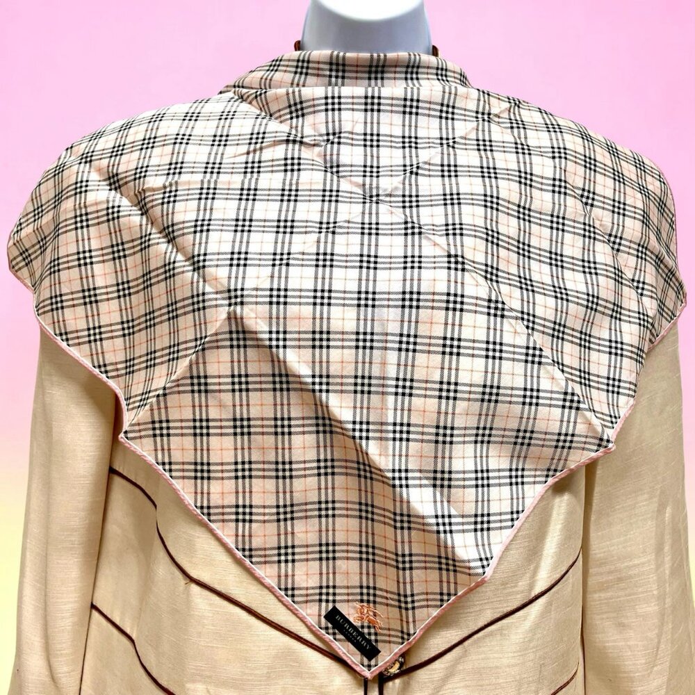New Burberry  London  Miniscarf/handkerchief  cotton 19.5" Pink Nova Check(76